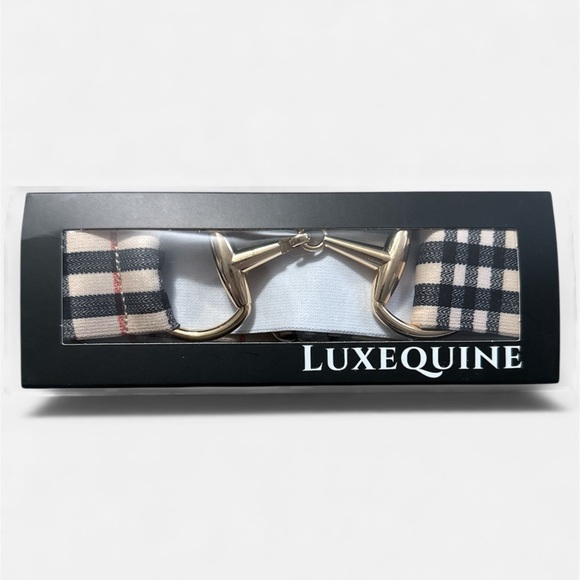 NWT Equestrian Snaffle Bit Belt Adjustable w/Stretch Tartan /Gold Buckle OSFM - Picture 2 of 9